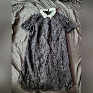 Black lace mini dress with white collar